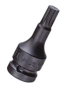 Genius Tools 3/8" Dr. M5 Triple Square Impact Bit Socket, 76mmL (CR-Mo) - 3476T05