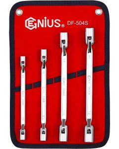 Genius Tools 4 Piece SAE Double Flexible Socket Wrench Set (Mirror Finish) - DF-504S