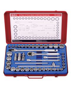 Genius Tools 46 Piece 1/2" Dr. Metric & SAE Hand Socket Set (12-Point) - TW-446MS