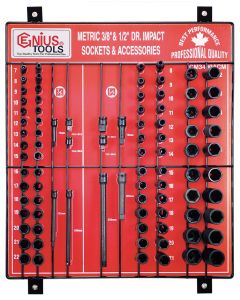 Genius Tools 90 Piece Metric Impact Socket & Accessory Display Board CM-3472ACS