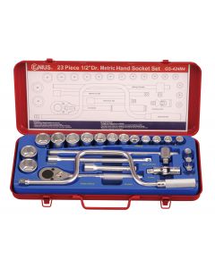 Genius Tools 23 Piece 1/2" Dr. Metric Hand Socket Set - GS-424M4