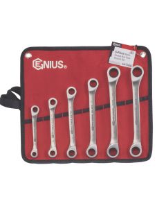 Genius Tools 6 Piece Stainless Steel Metric Double Box Ratcheting Wrench Set GS-817S