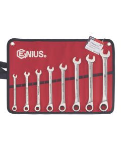 Genius Tools 8 Piece Stainless Steel SAE Combination Ratcheting Wrench Set - GW-7108S